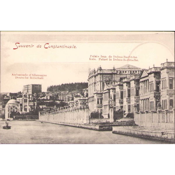 Dolmabahçe Sarayı ve Alman Konsolosluğu, Constantinople, arkası yazılı