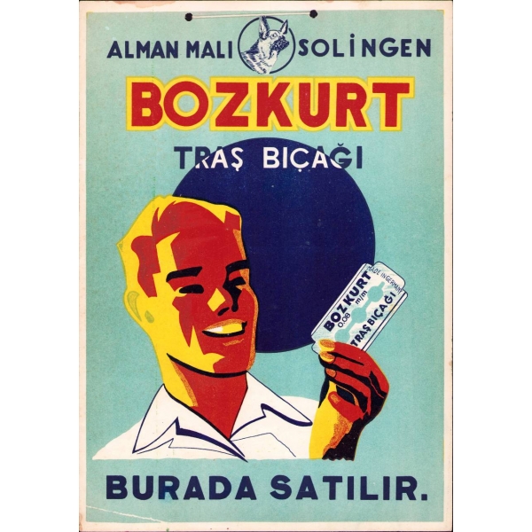 Alman Malı Solingen Bozkurt Traş Bıçağı Reklam Kartoneti, 24x34 cm