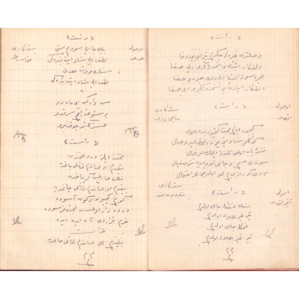El Yazması Güfte [Şarkı] Mecmuası, 92 varak, ay-yıldızlı cildinde, 13x21 cm