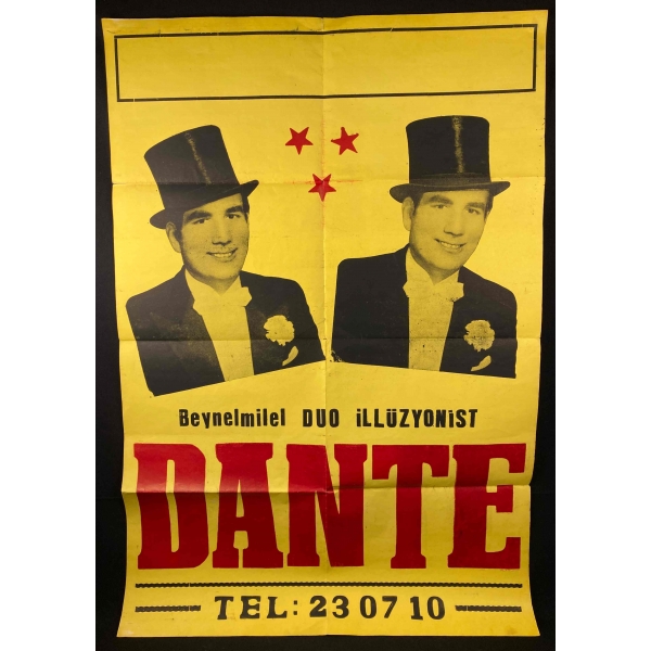Beynelmilel Duo İllüzyonist Dante'nin Taşbaskı Gösteri Afişi, 104x70 cm