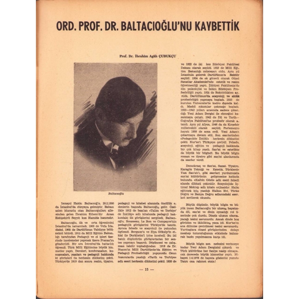 Yeni Adam dergisi 921. sayı, Mayıs 1978, İsmail Hakkı Baltacıoğlu kapak görseliyle, 24x32 cm, kapağı yıpranmış haliyle