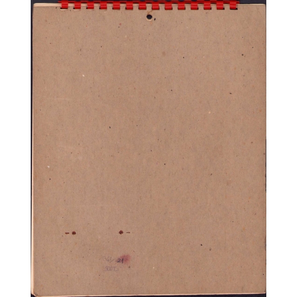 Petti Pin-up modeli görselli 1949 yılına ait duvar takvimi, 11 sayfa [Ocak ayı takvimi ve kızı eksik], 22x28 cm, bir sayfası yırtık haliyle