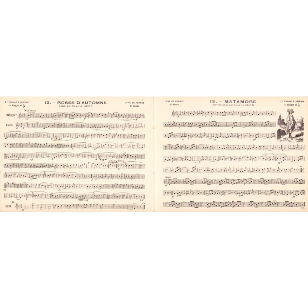 İki adet Fransızca nota derlemesi, Paris baskı, 13x17 cm,