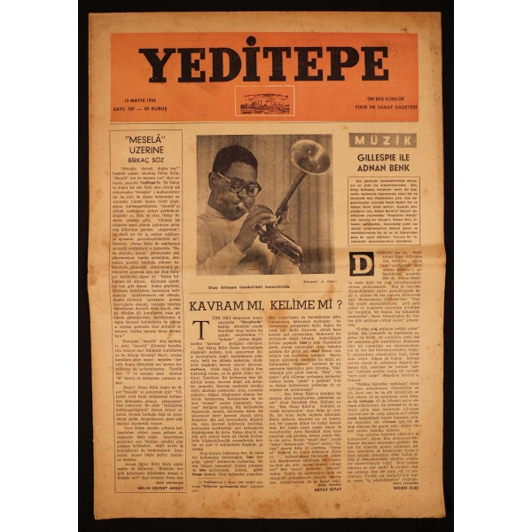 1956-57 yıllarına ait 4 adet Yeditepe dergisi [106-107, 111 ve 124. sayı], 28x41 cm, üçü yıpranmış haliyle