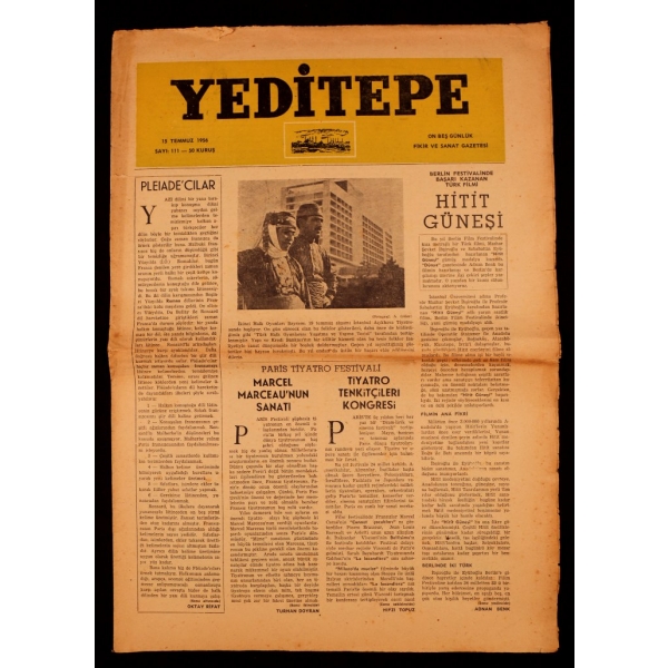 1956-57 yıllarına ait 4 adet Yeditepe dergisi [106-107, 111 ve 124. sayı], 28x41 cm, üçü yıpranmış haliyle