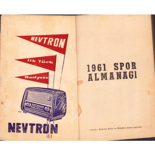 1961 Spor Almanağı, Boğaziçi Haber ve Fotoğraf Ajansı Yay., 237 s., 14x20 cm, sayfaları açılmamış ve kapağı hafif yıpranmış haliyle