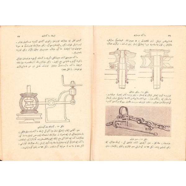 Osmanlıca Makine Dersleri-1. Kitab, künye sayfası eksik, 1332, 424 s., 17x24 cm, cildi yıpranmış haliyle