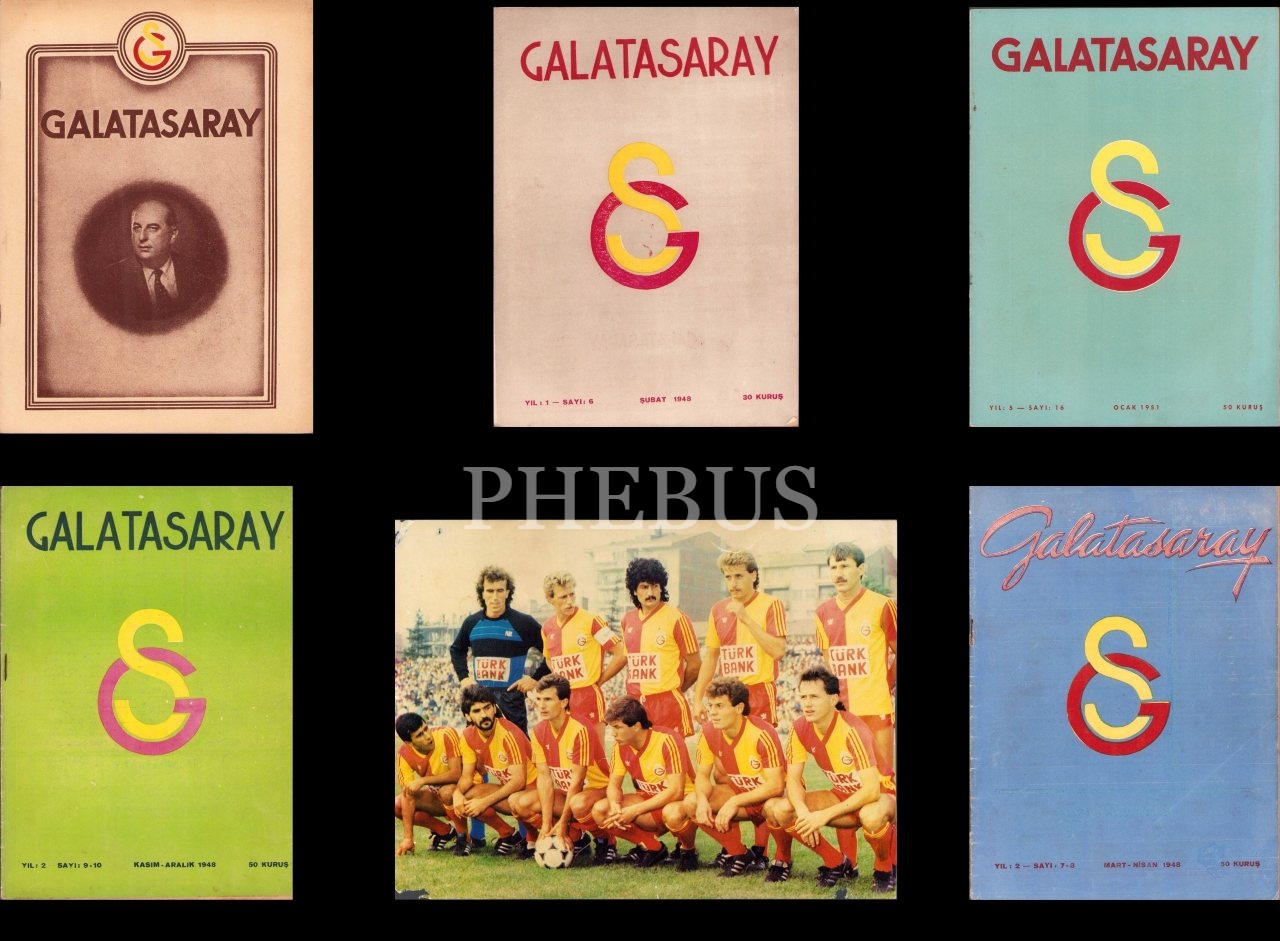 1948 ve 1950-51 tarihli Galatasaray Dergisi [7 sayı] ile futbol takımı  posteri, poster: 24x31 cm, poster kenarları yıpranmış haliyle Teklif Ver Al