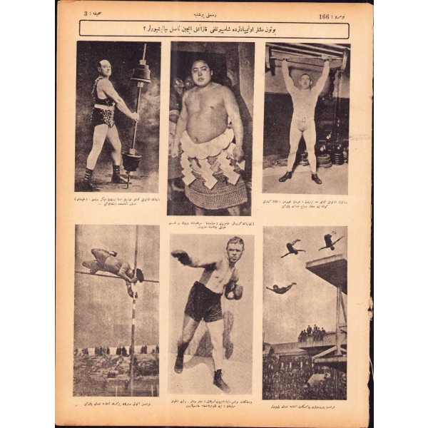 Osmanlıca Resimli Perşenbe'nin 166. sayısı, 26 Temmuz 1928, 27x36 cm, kapak sayfası ayrık haliyle