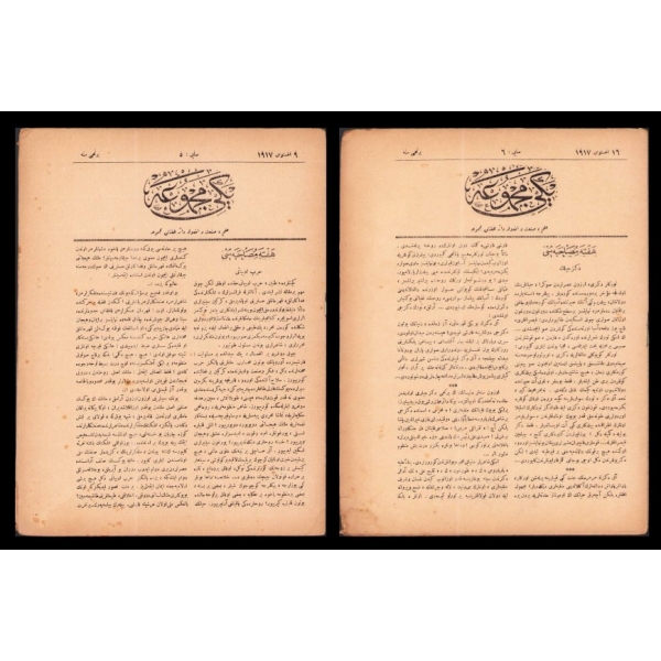 İlim, sanat ve ahlak dergisi Yeni Mecmua´nın 1917 yılında yayımlanmış 5-7. sayıları, 24x31 cm