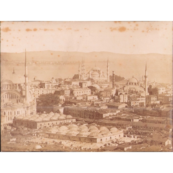 Albümin manzara fotoğrafı: Beyazıt ve Sultanahmet, 21x27 cm