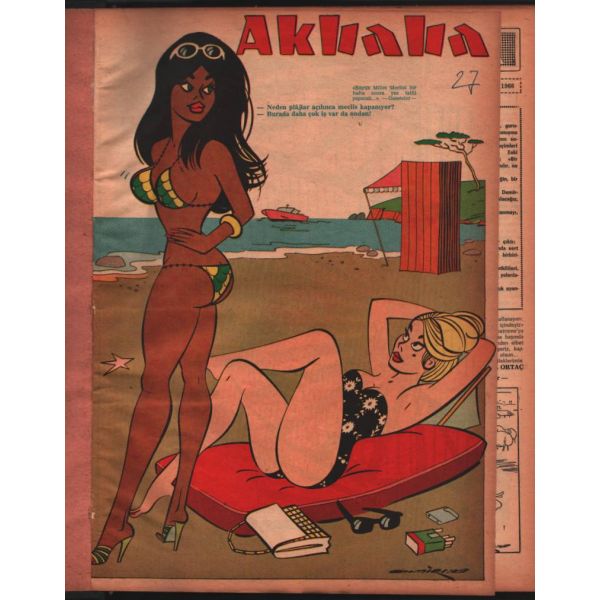 Mizah gazetesi AKBABA´nın 1965-1966 yılında yayımlanmış ilk 52 sayısı (2 cilt halinde), 25x34 cm