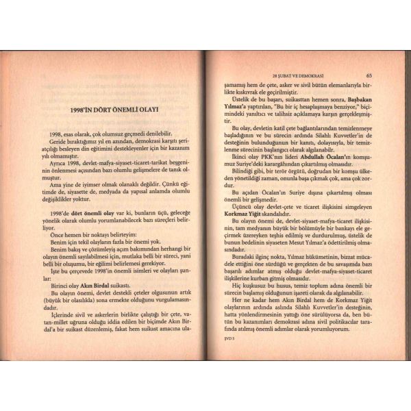 Emre Kongar´dan Hakkı Devrim´e ithaflı ve imzalı 28 ŞUBAT VE DEMOKRASİ, Remzi Kitabevi, Haziran 2000, 238 sayfa, 14x20 cm