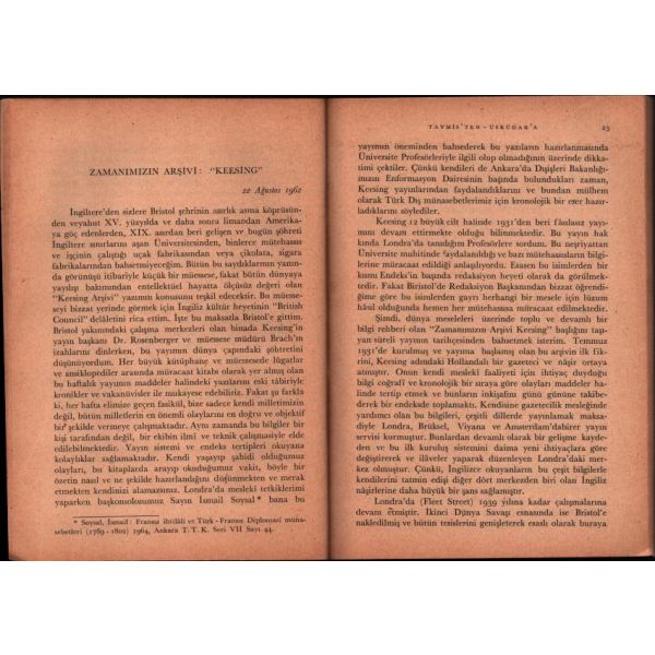 Âfet İnan´dan ithaflı ve imzalı TAYMİS´TEN ÜSKÜDAR´A (From the Thames to Scutari), Türk Tarih Kurumu Basımevi, Ankara - 1964, 88 sayfa, 14x20 cm