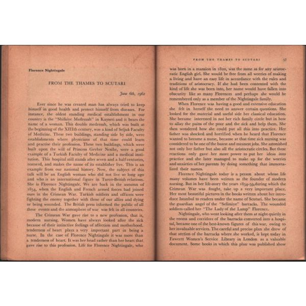 Âfet İnan´dan ithaflı ve imzalı TAYMİS´TEN ÜSKÜDAR´A (From the Thames to Scutari), Türk Tarih Kurumu Basımevi, Ankara - 1964, 88 sayfa, 14x20 cm