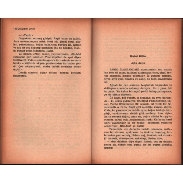 Tarık Buğra´dan Kültür ve Turizm Bakanı Mükerrem Taşçıoğlu´nun eşi Nilgün Taşçıoğlu´ya ithaflı, imzalı ve mektuplu GENÇLİĞİM EYVAH, Ötüken Yayınları, 1982, 391 sayfa, 12x20 cm