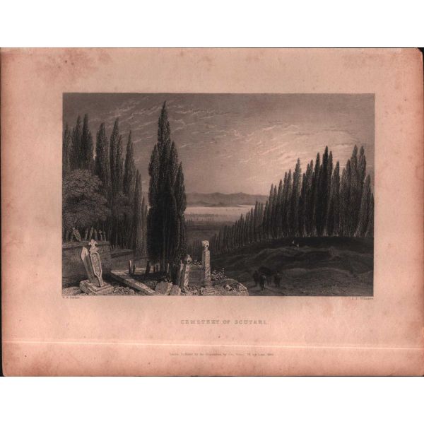 Üsküdar´da mezarlık gravürü, ed. W. H. Bartlett-J. T. Wilimerc, London 1838, 20x26 cm