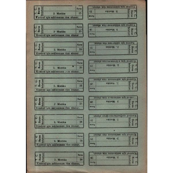 Bursa için biletler (4 sayfa), 17x25 cm