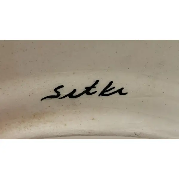 Sıtkı [Olçar] imzalı, gemi tasvirli porselen duvar tabağı, çap: 19 cm