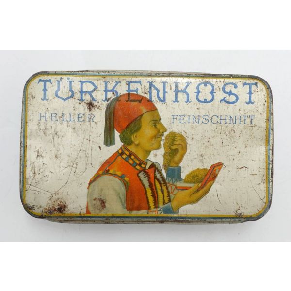 Teneke TÜRKENKOST tütün kutusu, 13x8x2 cm