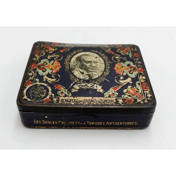 Türkiye Tütünleri İnhisar İdaresi´nden Atatürk ve Gazi Köşkü görselli teneke GAZİ sigarası kutusu, 9x7x2 cm